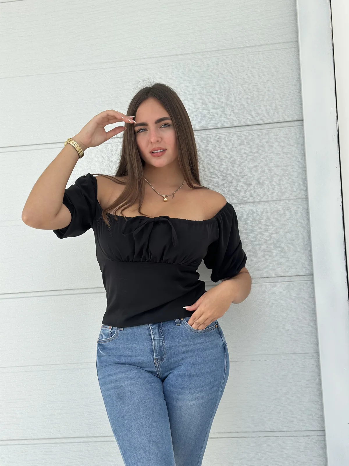 BLUSA BRENDA MANGA CORTA NEGRO