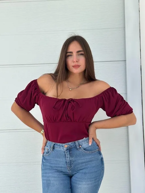 BLUSA BRENDA MANGA CORTA VINO
