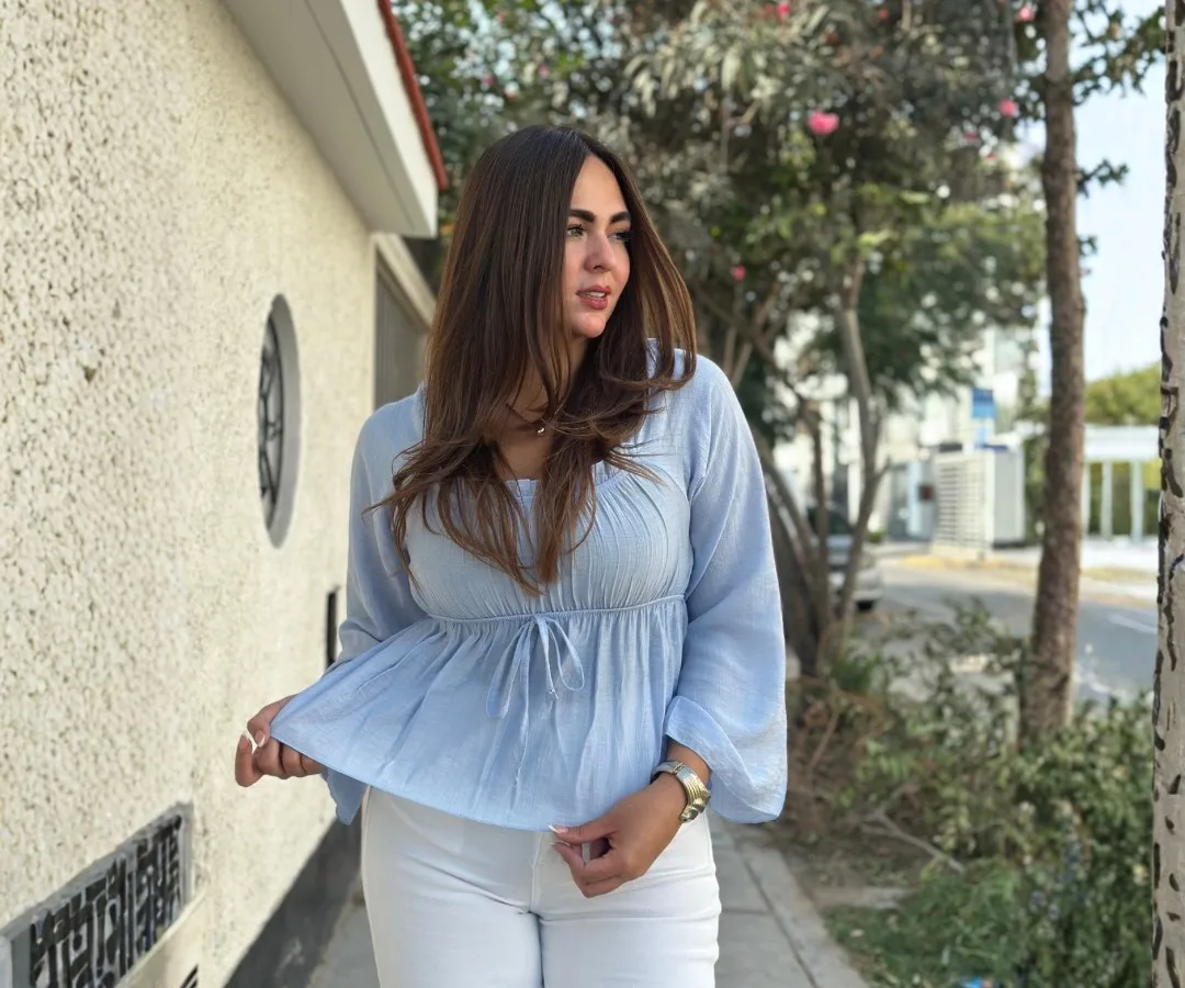 BLUSA PISCIS MANGA LARGA CELESTE BEBE
