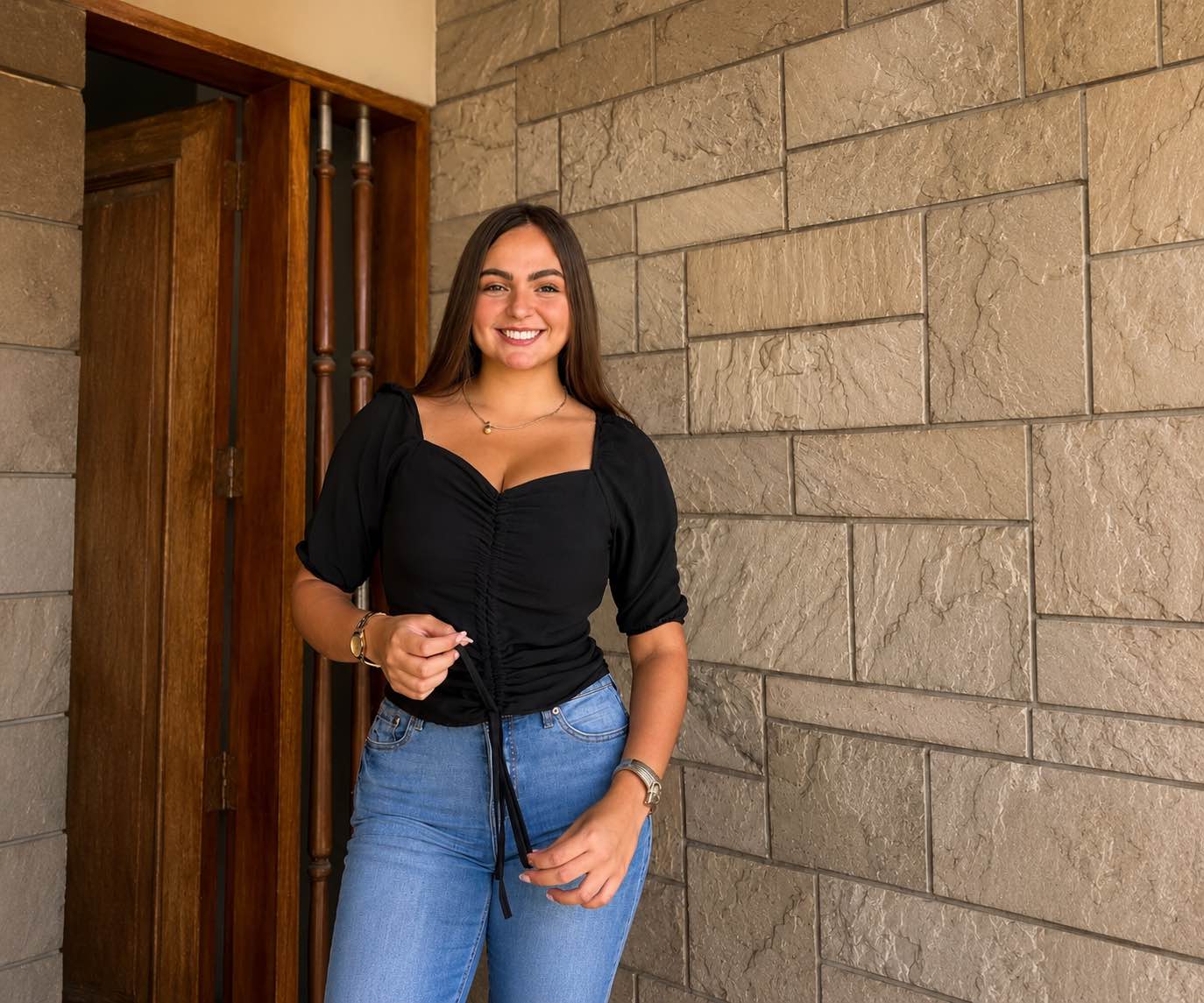BLUSA CAYETANA MANGA 3/4 NEGRO
