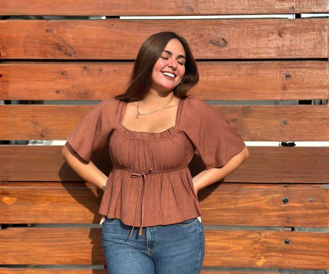 BLUSA PISCIS MANGA CORTA CAMEL