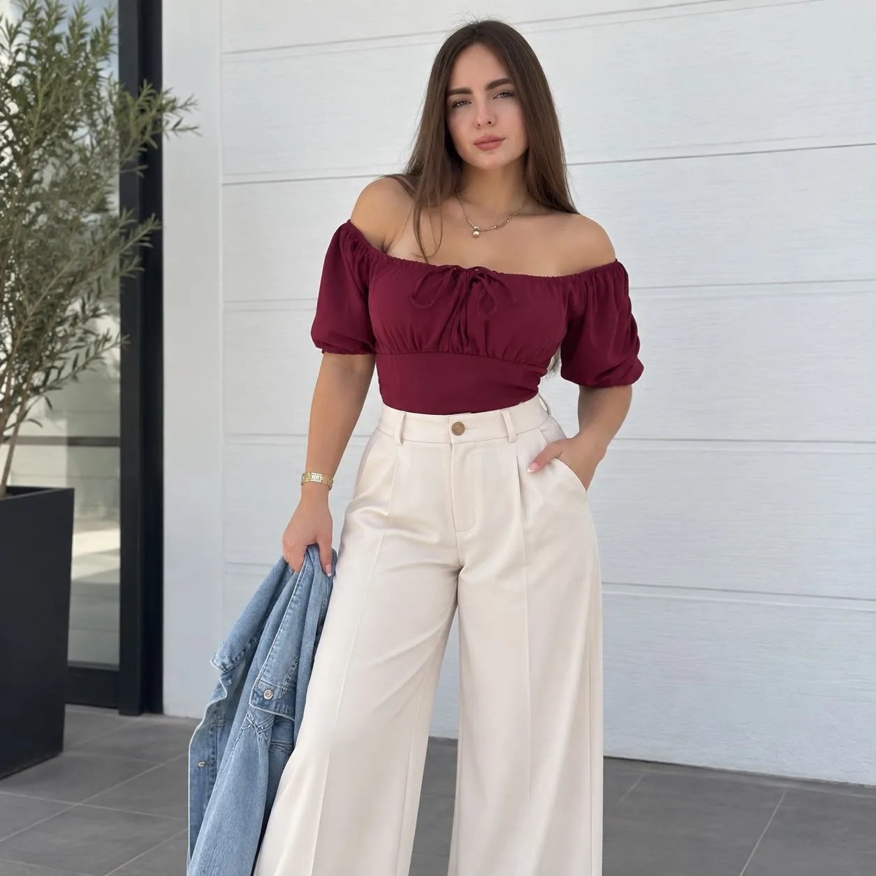 BLUSA BRENDA MANGA CORTA GRANATE