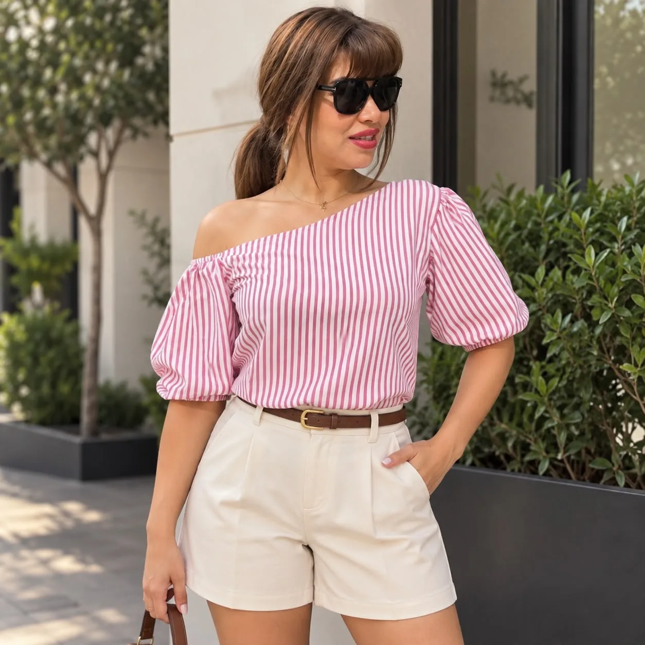 BLUSA CHARLOTTE PALO ROSA A RAYAS