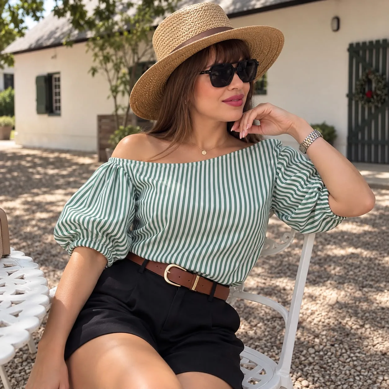 BLUSA CHARLOTTE VERDE A RAYAS